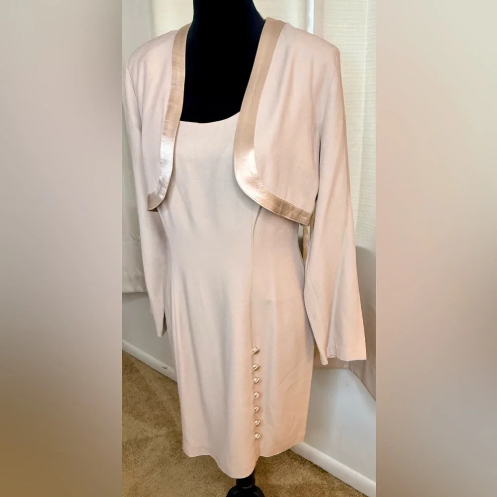 Vintage 90’s CDC Caren Desiree chic mini sleeveless dress cropped jacket 6 P